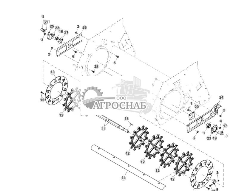 Лопасти вентилятора зерноочистки комбайна с валом - ST821265 723.jpg